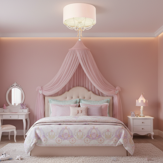 Luminária Plafon Infantil Laço Cúpula Rosa 50X15 3E27