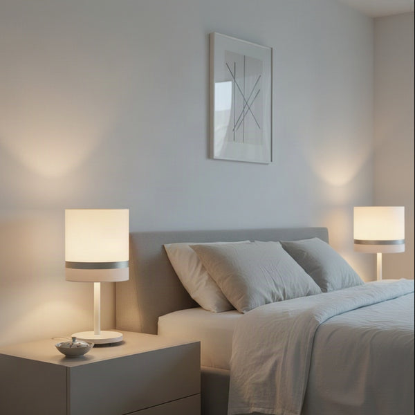 Abajur Faixas Bronze Base Branco Cúpula 20x43