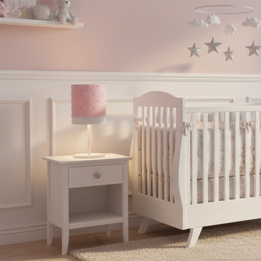Luminária de mesa Infantil Pérolas Base branca 20X41