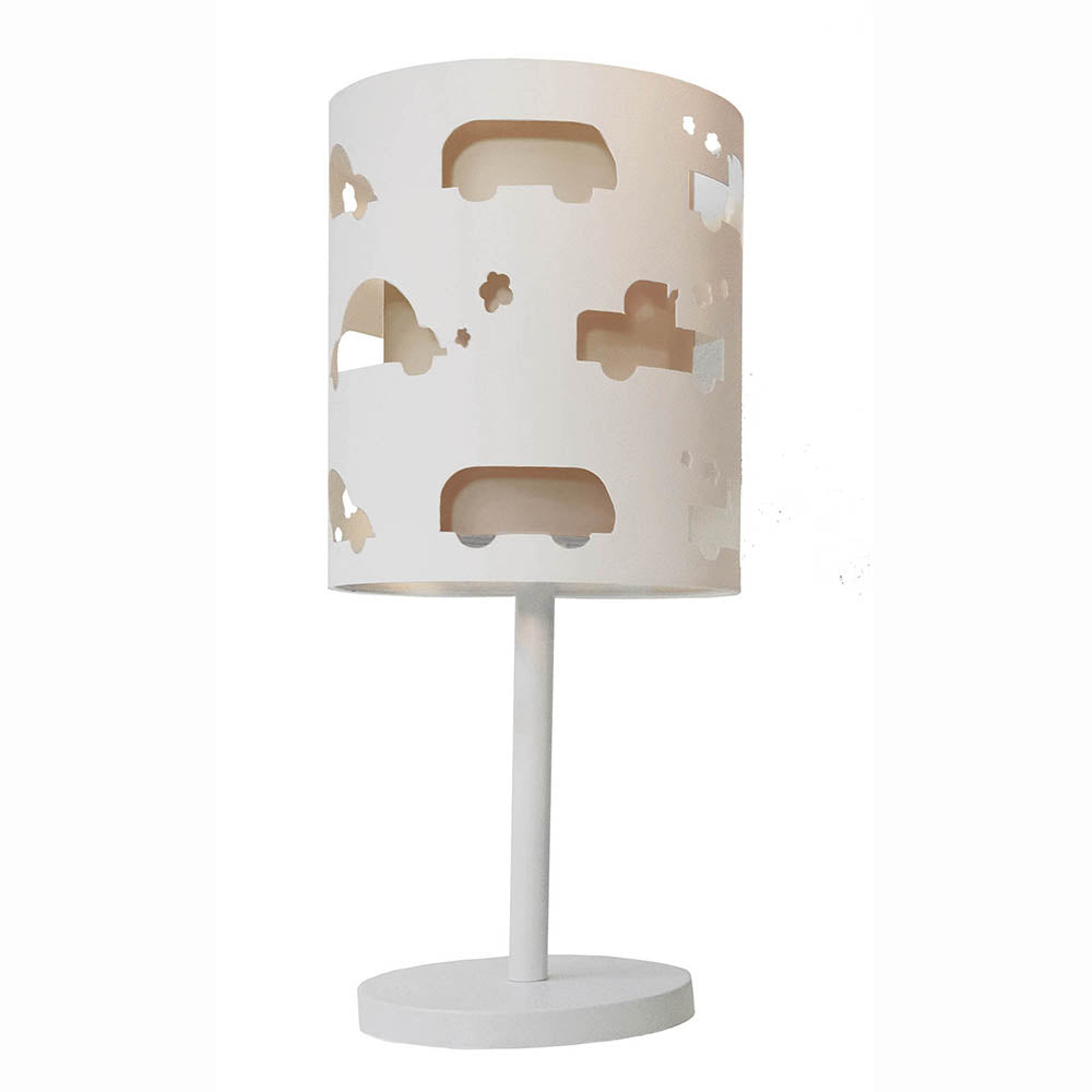 Luminaria de mesa Infantil Carrinhos Base branca 20x41