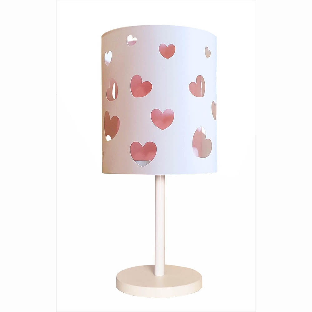 Abajur Infantil Coração Cúpula Dupla 20x41cm