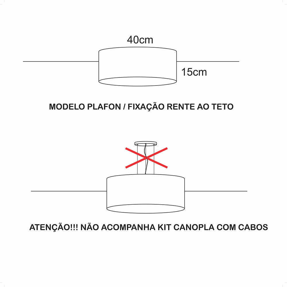 Luminária Plafon Cúpula Crú com Detalhe Bronze 40x15