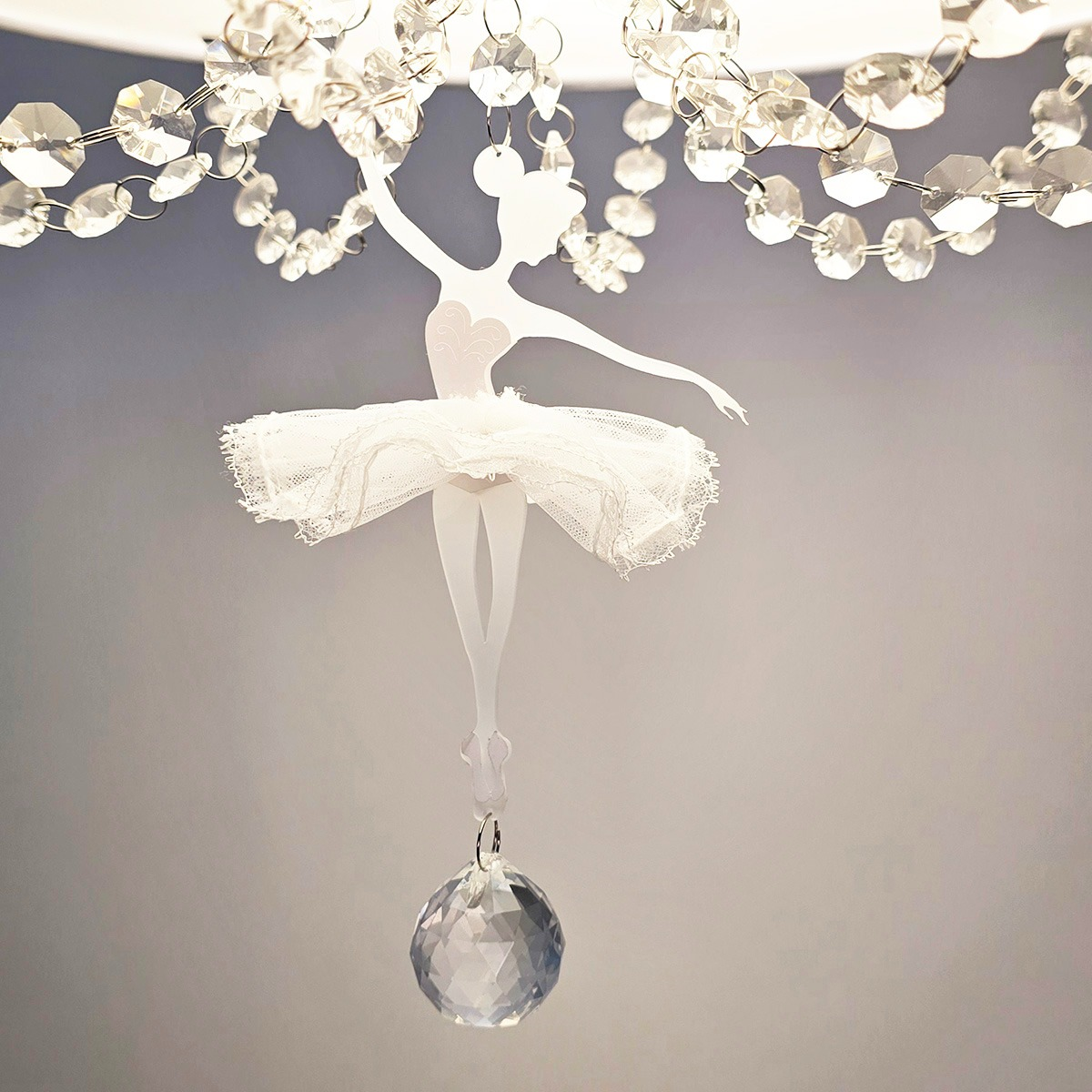 Pendente Bailarina 40x15 Com Cristal 2 Em 1 Quarto Menina