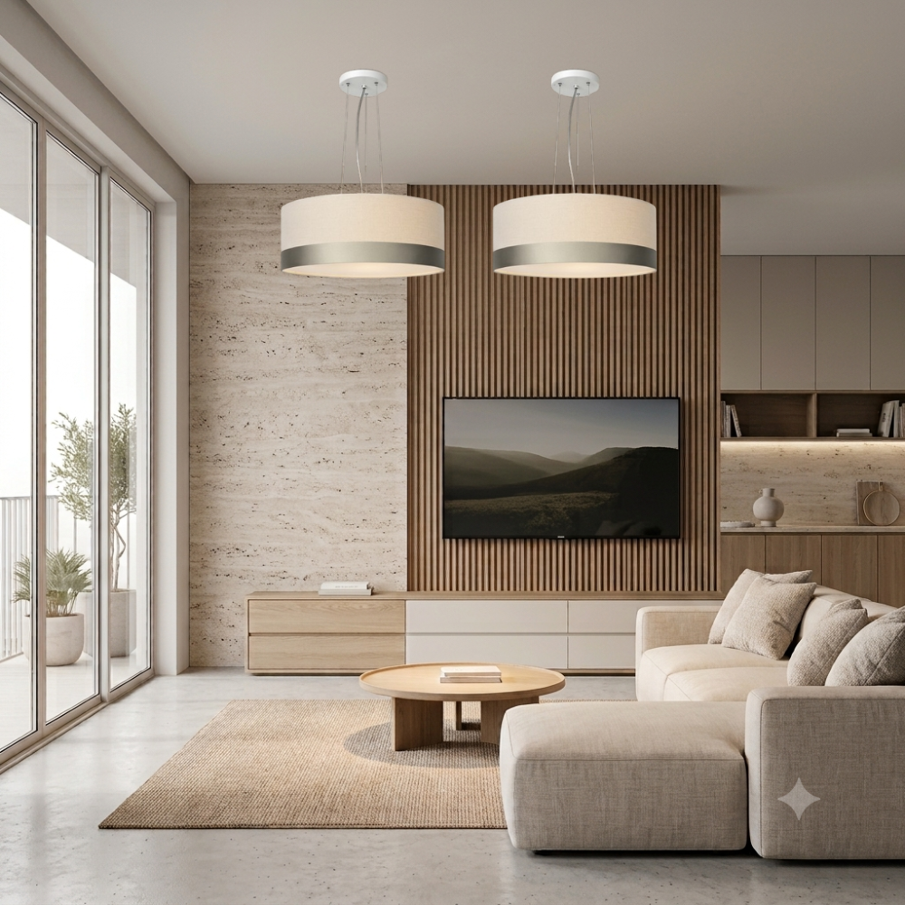 Lustre Pendente Cúpula Branco com Detalhe Bronze 40x15