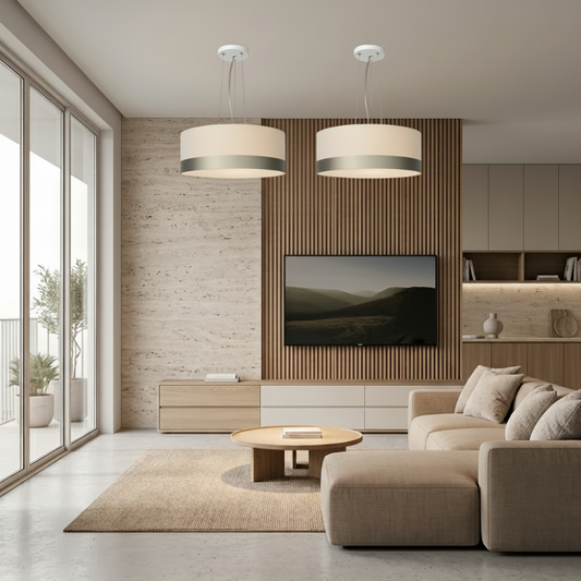 Lustre Pendente Cúpula Branco com Detalhe Bronze 40x15