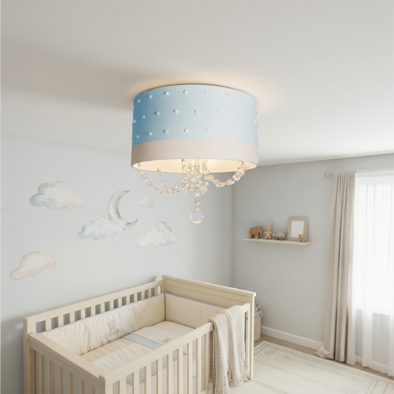 Luminária Infantil Plafon Pérolas 30X15 Azul bebê