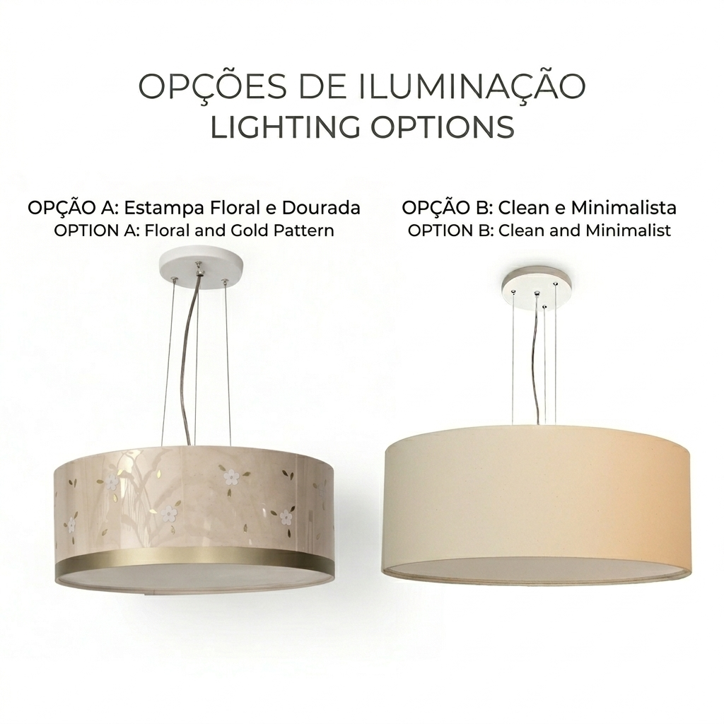 Luminária de Teto Pendente Flores 40x15 Bege 2 em 1 Tom Luz