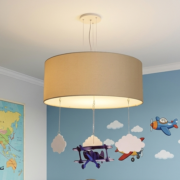 Luminária de Teto Pendente Infantil Avião 40cm