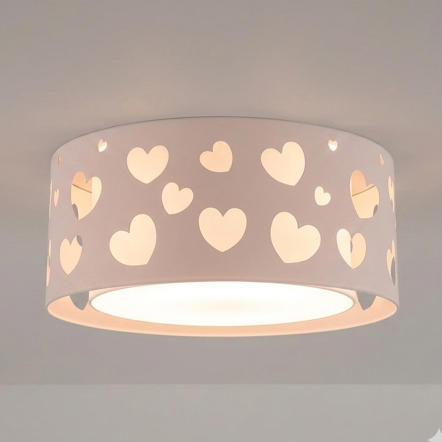 Luminária de Teto Plafon Corações Cúpula Dupla 30x16cm