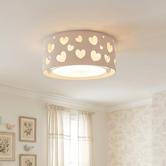 Luminária de Teto Plafon Corações Cúpula Dupla 30x16cm