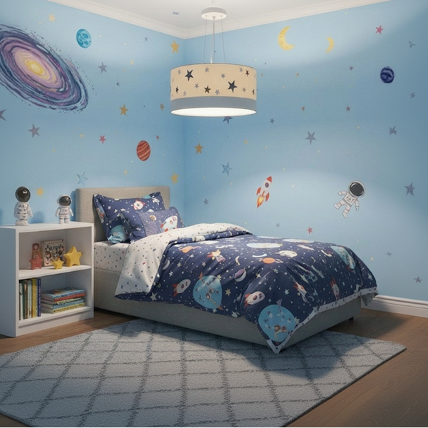 Luminária de Teto Pendente Infantil Estrelas 30x15 2 em 1