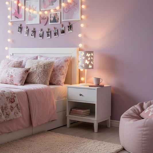 Luminaria de mesa Infantil Borboletas Base branca 20x41