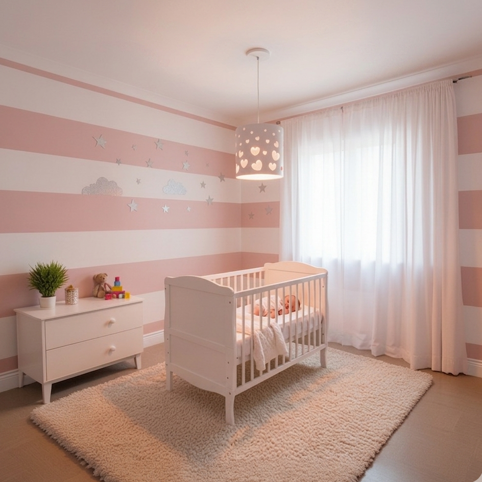 Lustre Infantil Pendente Corações Duplo 25x25m Rosa