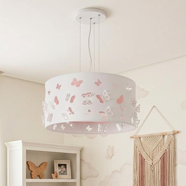 Lustre Infantil Pendente Borboletas Duplo 30x16cm