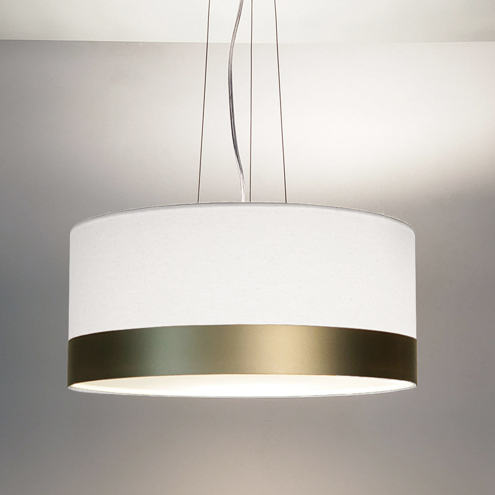 Lustre Pendente Cúpula Branco com Detalhe Bronze 30x15