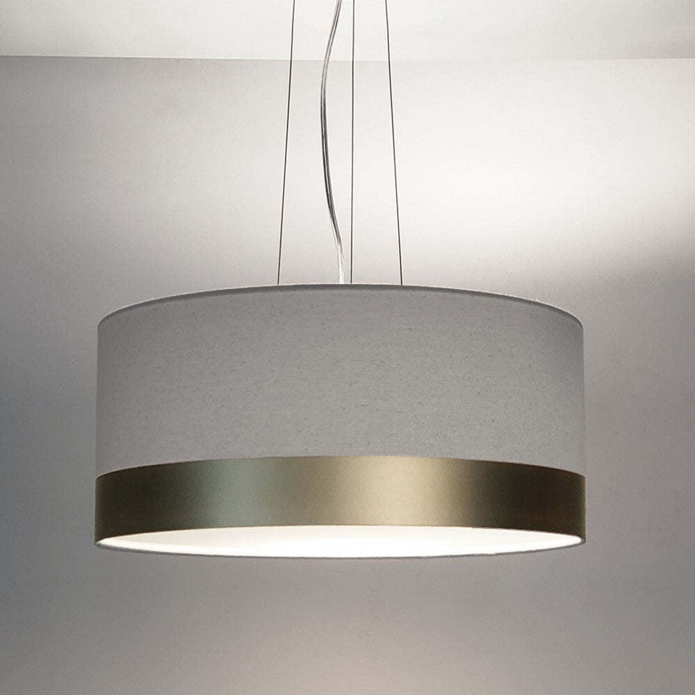 Lustre Pendente Cúpula Branco com Detalhe Bronze 30x15
