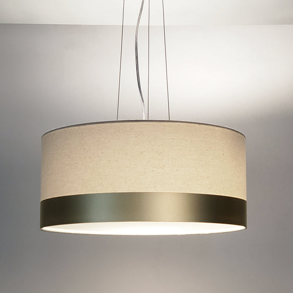 Lustre Pendente Cúpula Branco com Detalhe Bronze 30x15