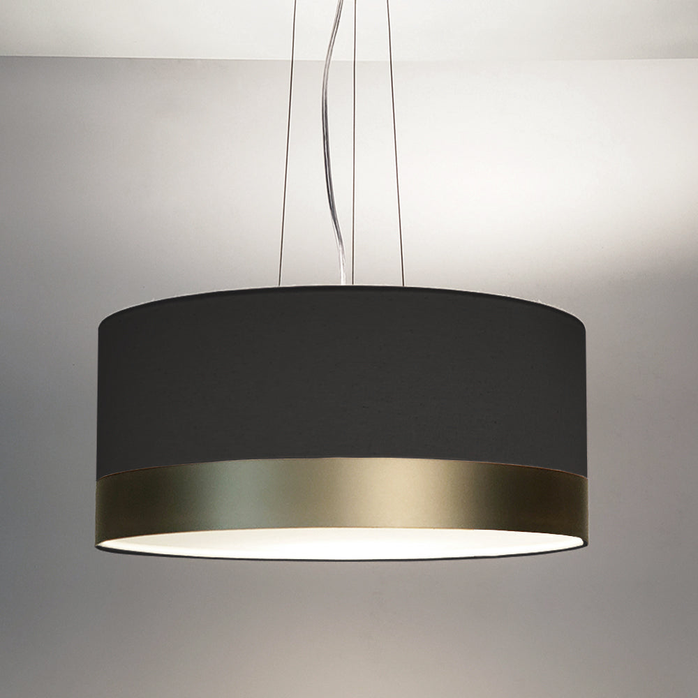 Lustre Pendente Cúpula Branco com Detalhe Bronze 30x15