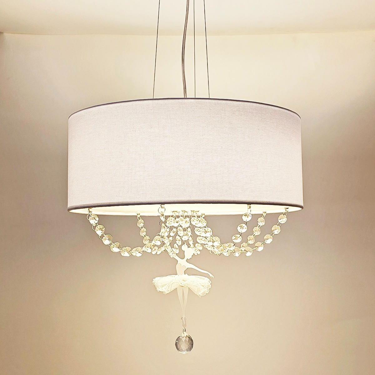 Pendente Bailarina 40x15 Com Cristal 2 Em 1 Quarto Menina
