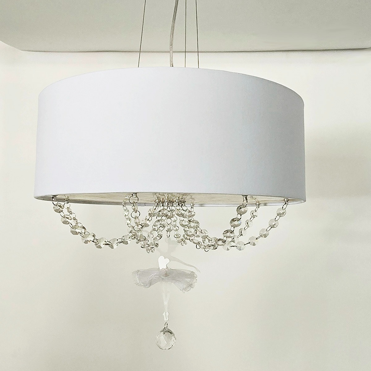Pendente Bailarina 40x15 Com Cristal 2 Em 1 Quarto Menina