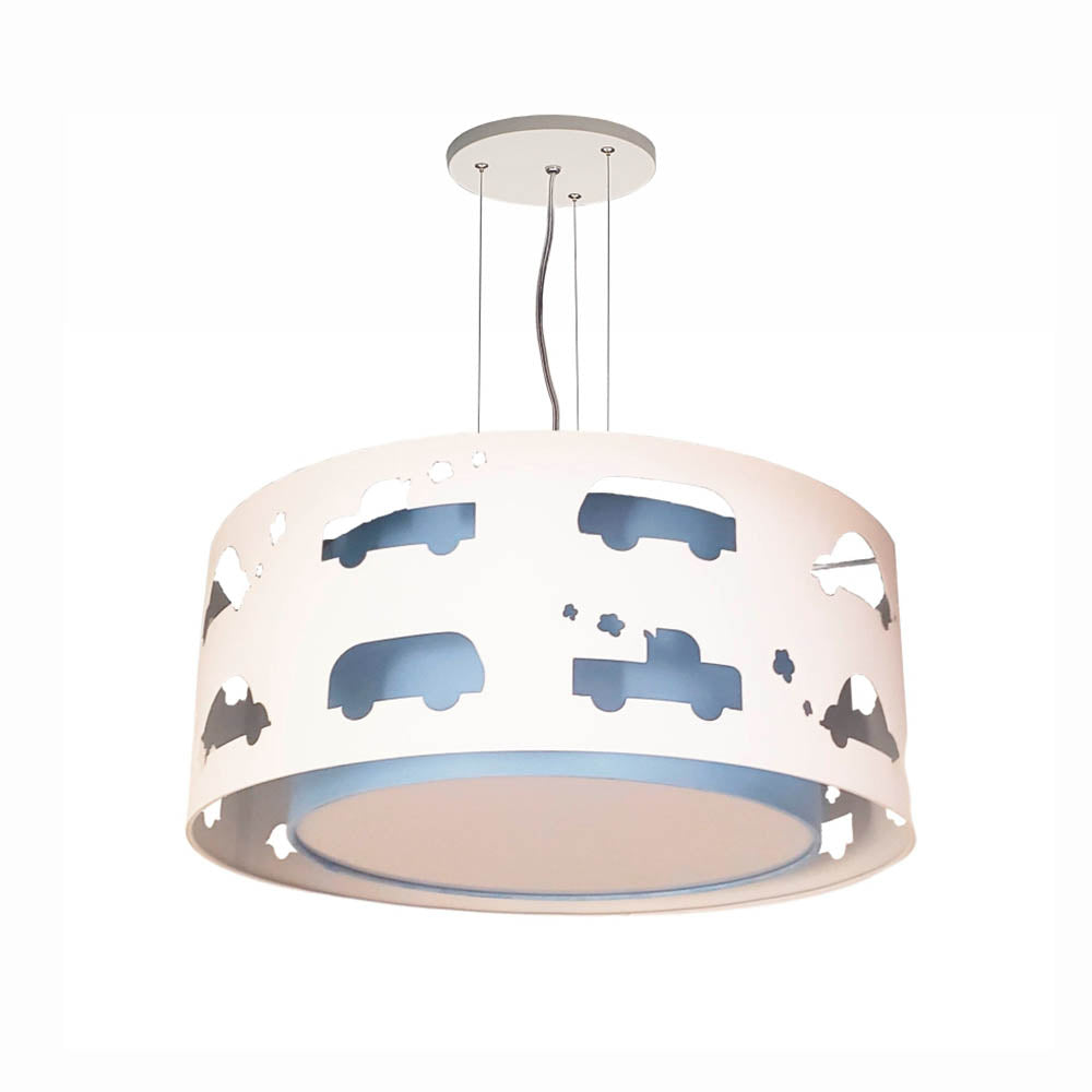 Luminária de Teto Pendente infantil Carrinhos 40x16