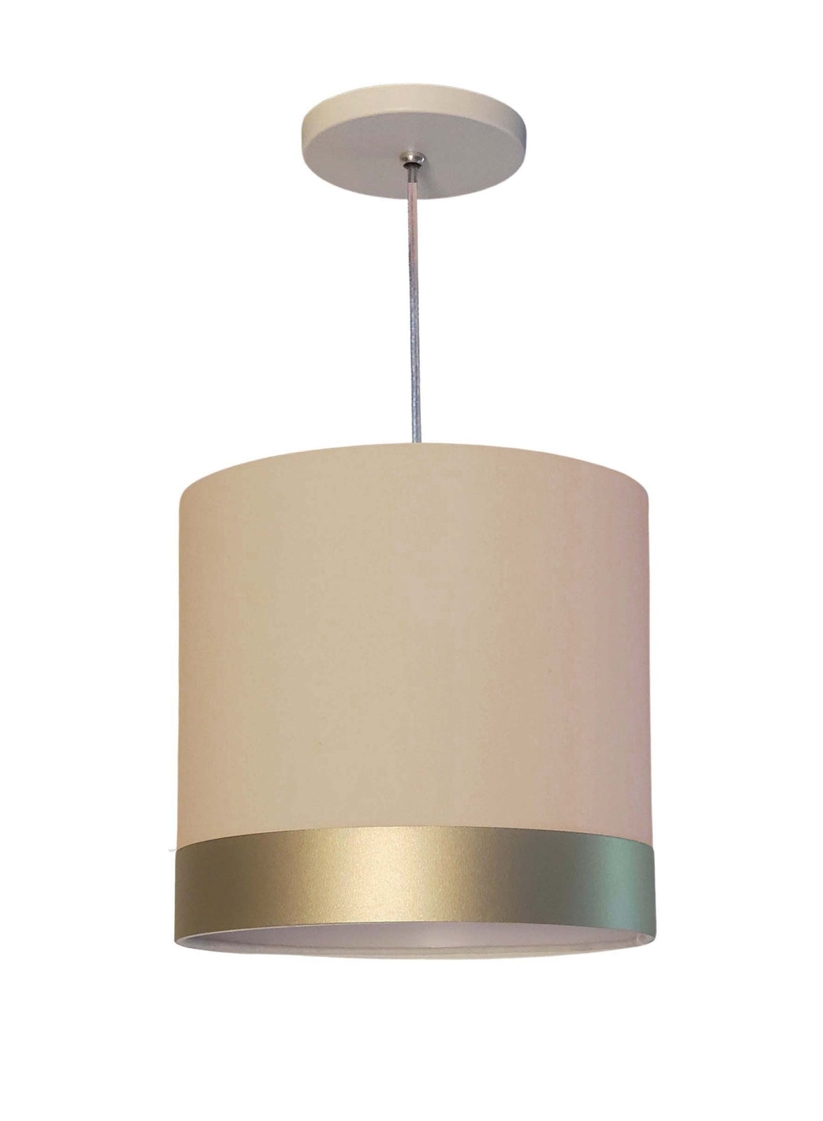 Luminaria de Teto Pendente em tecido com Detalhe Bronze 25x25