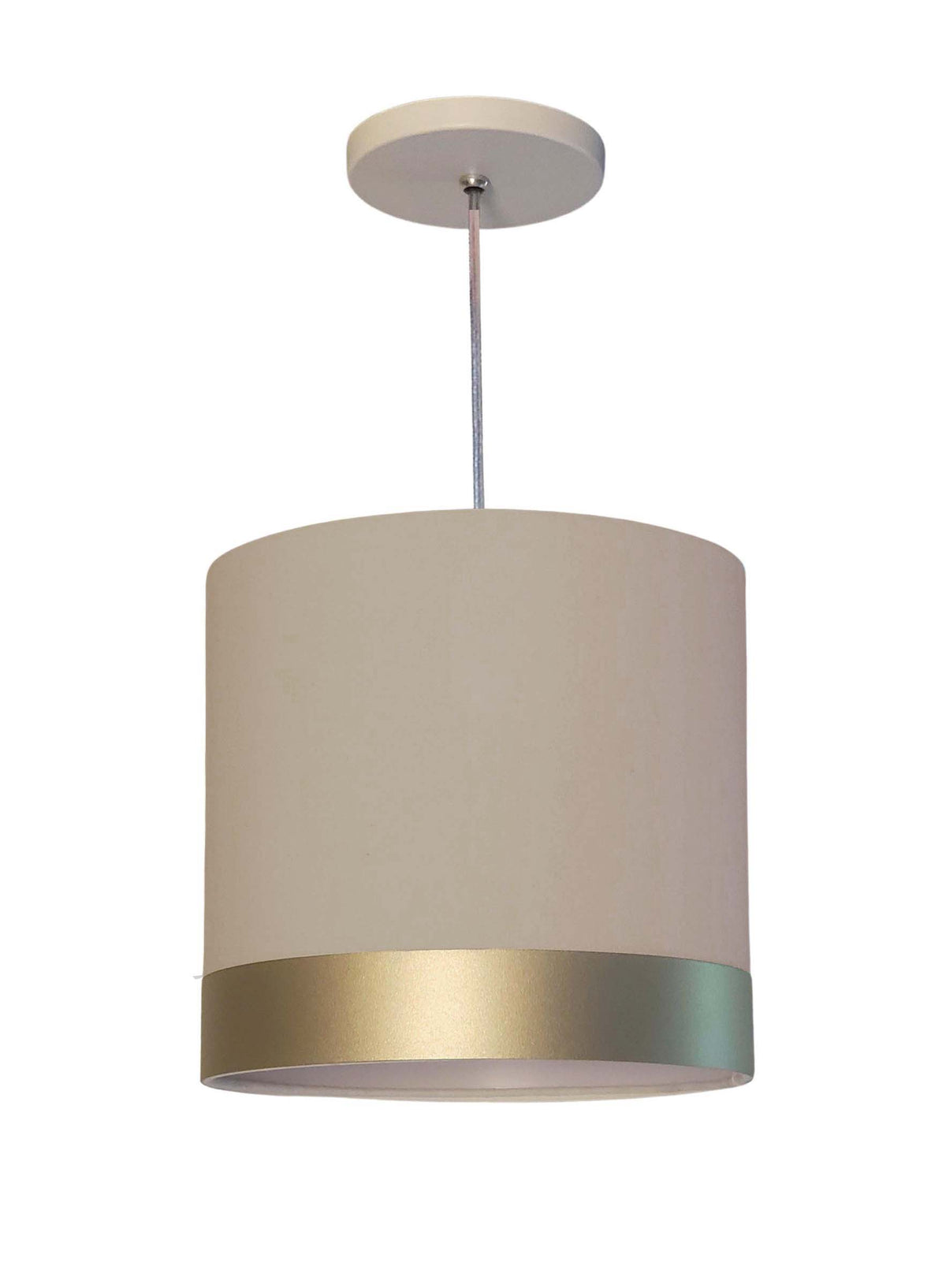 Luminaria de Teto Pendente em tecido com Detalhe Bronze 25x25