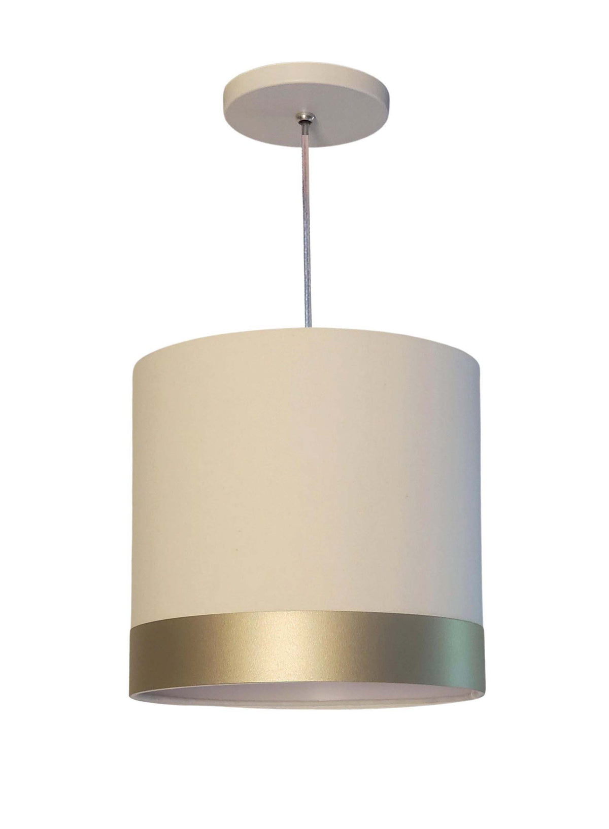 Luminaria de Teto Pendente em tecido com Detalhe Bronze 25x25