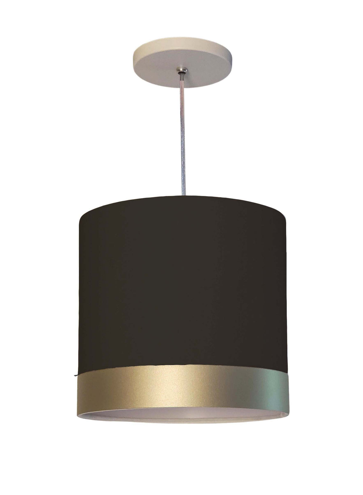 Luminaria de Teto Pendente em tecido com Detalhe Bronze 25x25