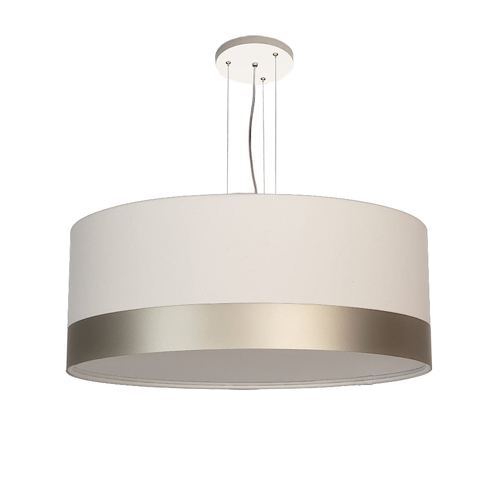 Lustre Pendente Cúpula Branco com Detalhe Bronze 50x15