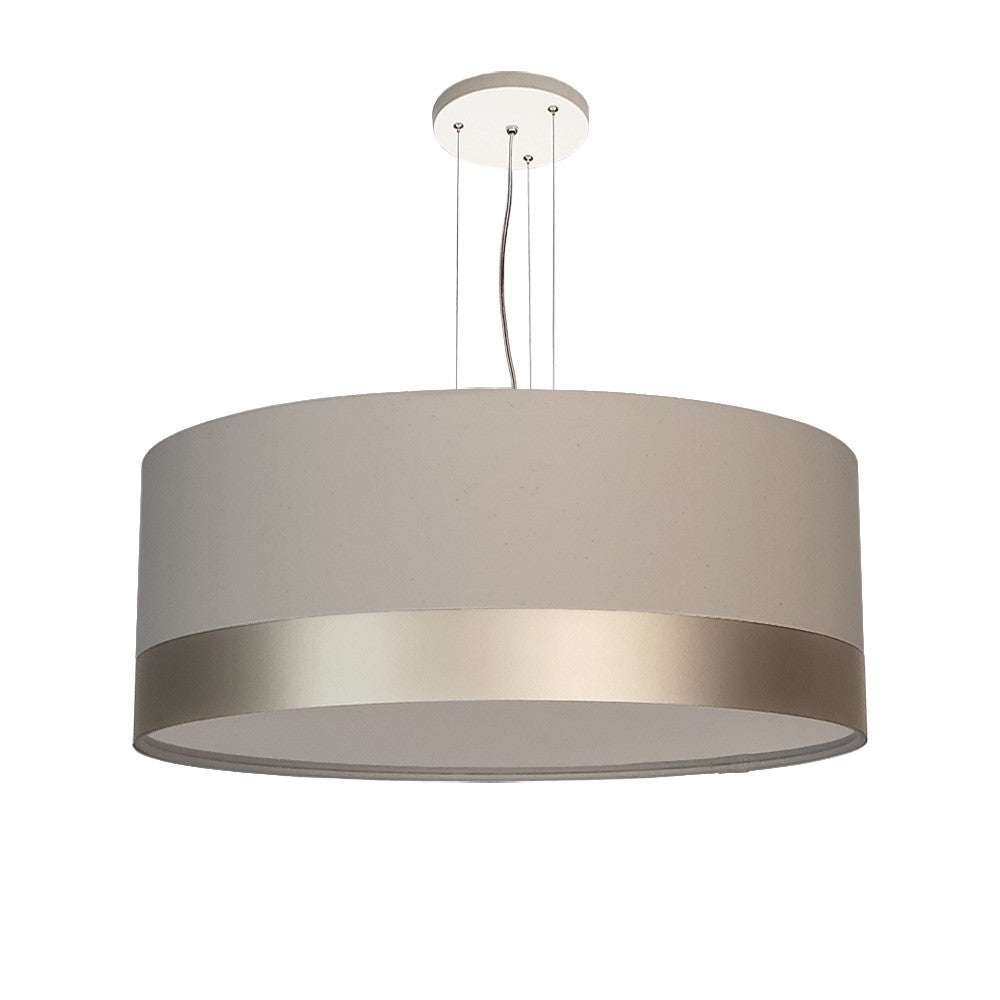Lustre Pendente Cúpula Branco com Detalhe Bronze 50x15