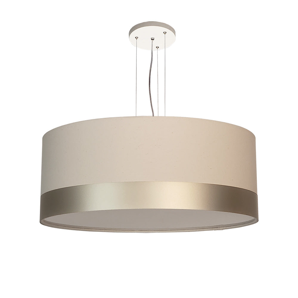 Lustre Pendente Cúpula Branco com Detalhe Bronze 50x15