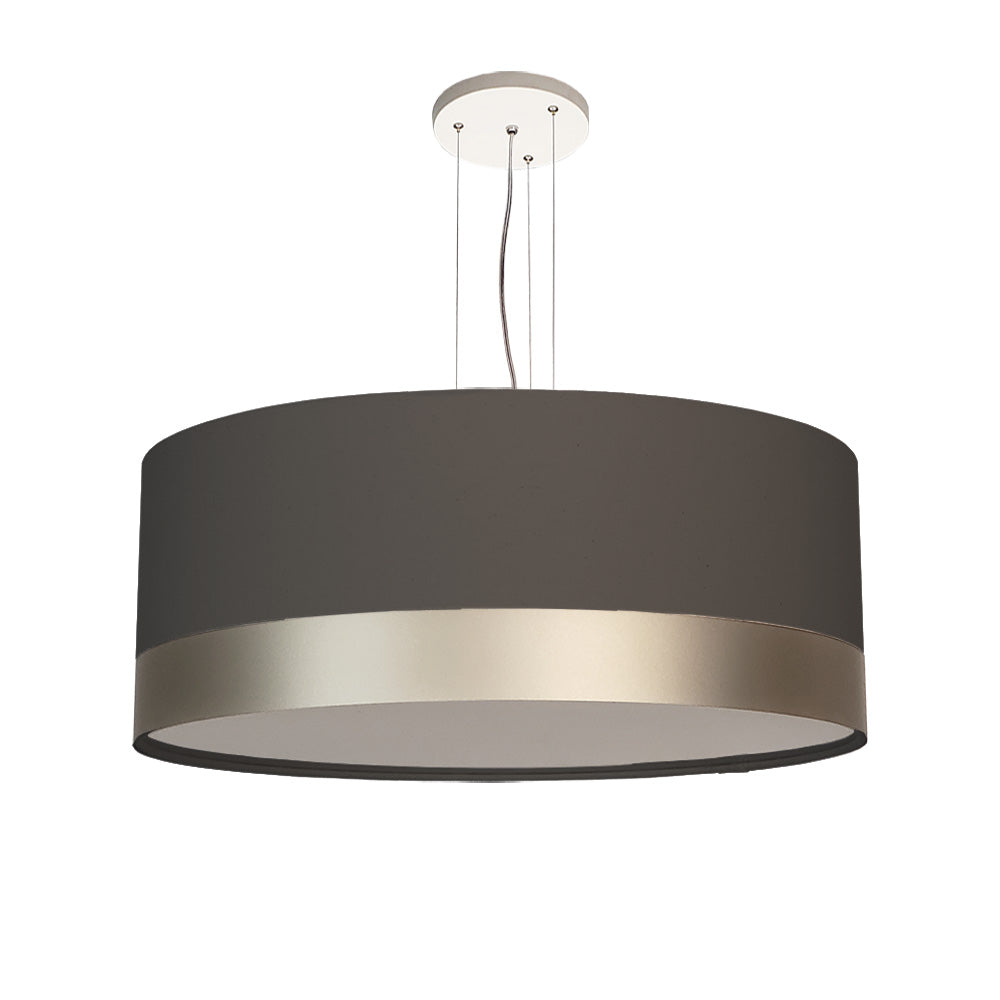 Lustre Pendente Cúpula Branco com Detalhe Bronze 50x15