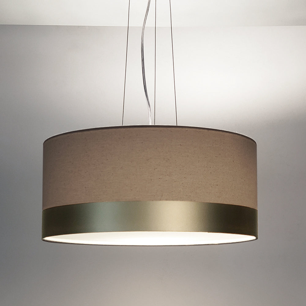 Lustre Pendente Cúpula Branco com Detalhe Bronze 40x15