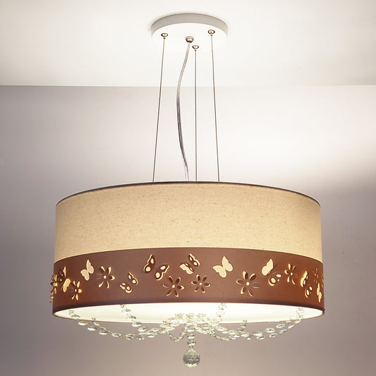 Lustre Infantil Pendente Faixa flores e Borboletas Rosa 50