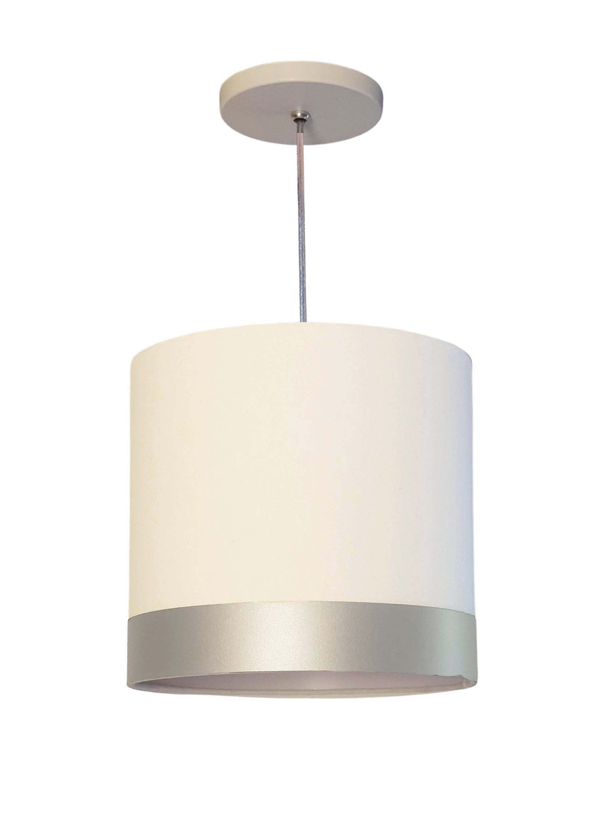 Lustre Pendente Cúpula Crú com Detalhe Prata 25x25