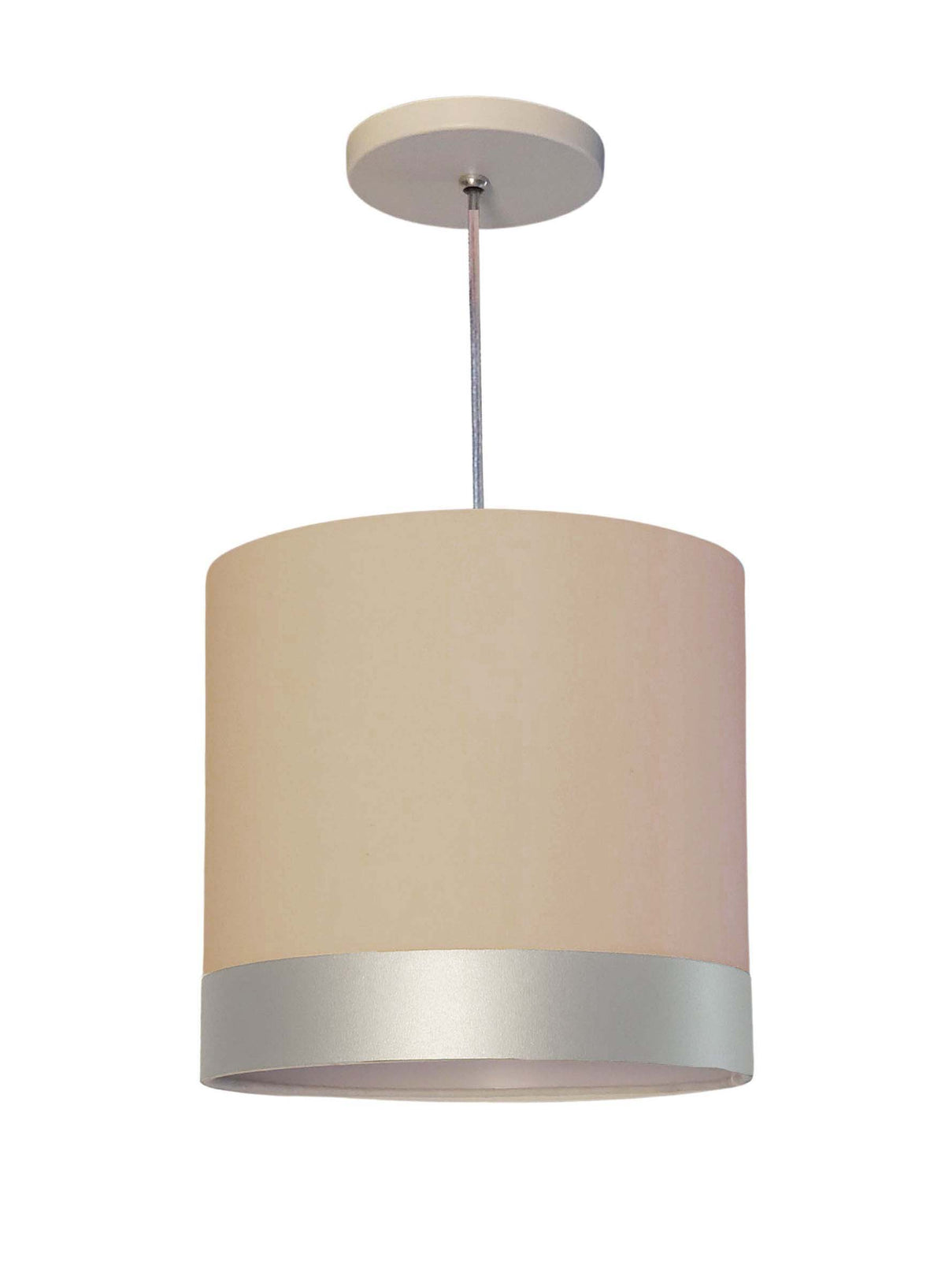 Lustre Pendente Cúpula Crú com Detalhe Prata 25x25