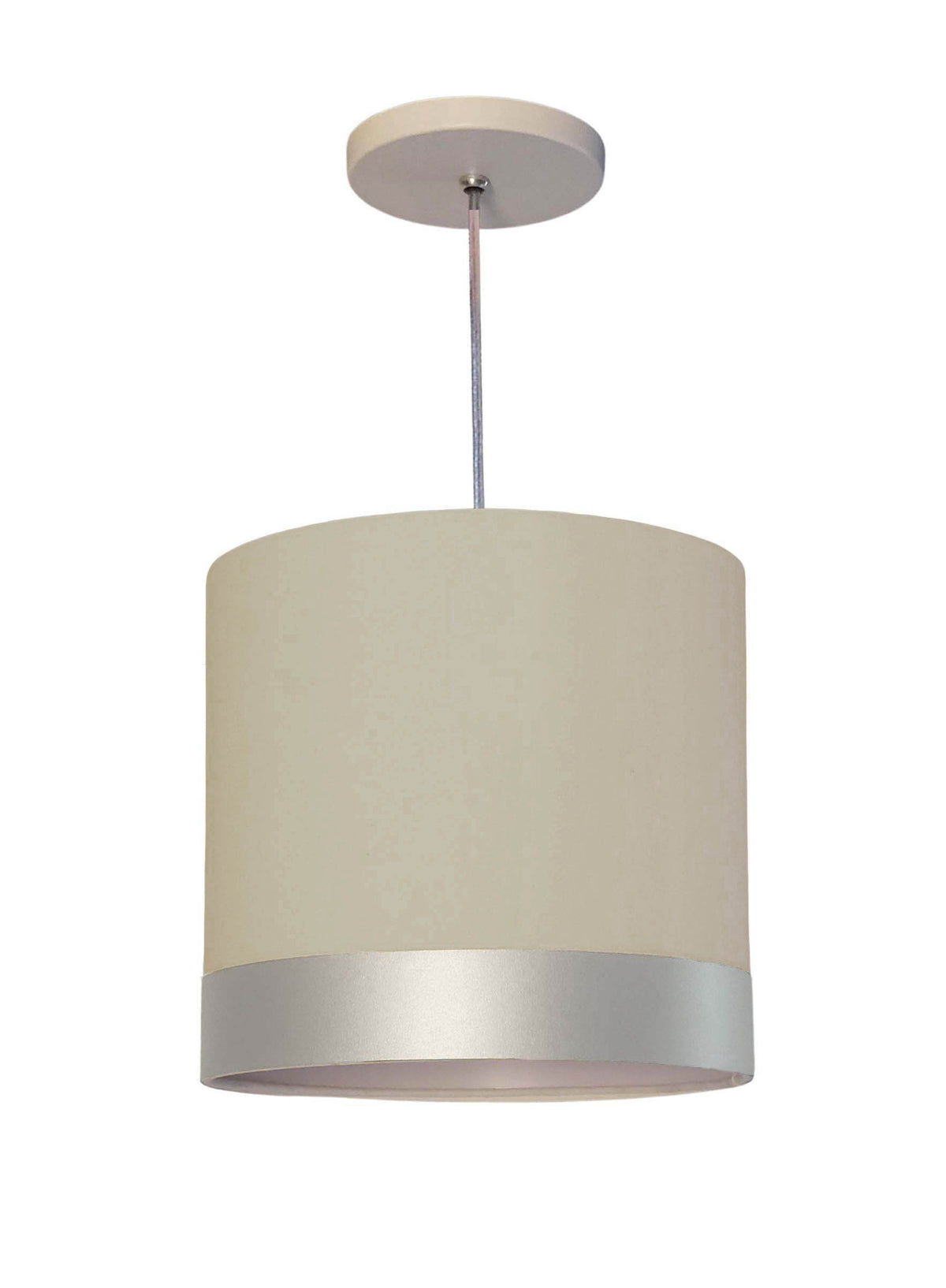 Lustre Pendente Cúpula Crú com Detalhe Prata 25x25