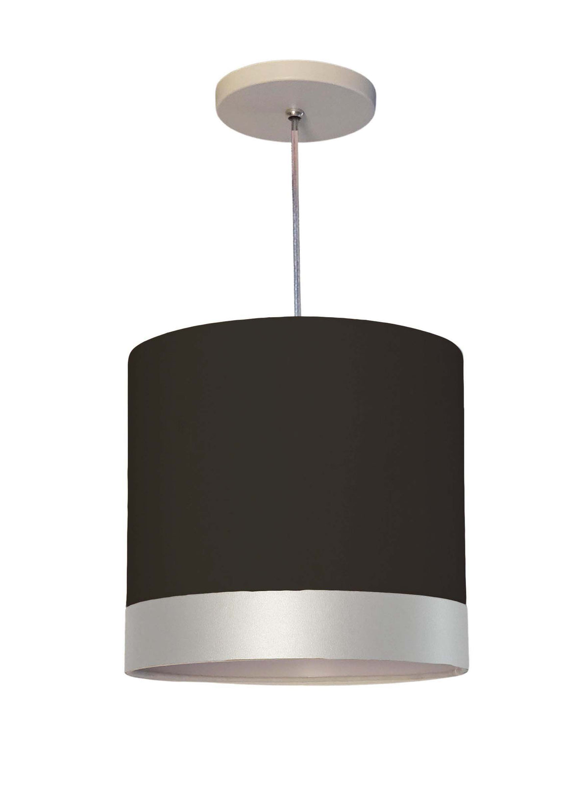 Lustre Pendente Cúpula Crú com Detalhe Prata 25x25