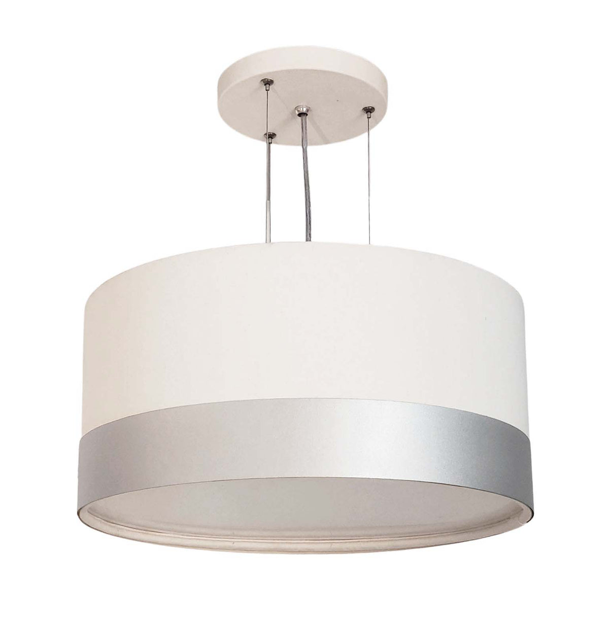 Lustre Pendente Cúpula Crú com Detalhe Prata 30x15