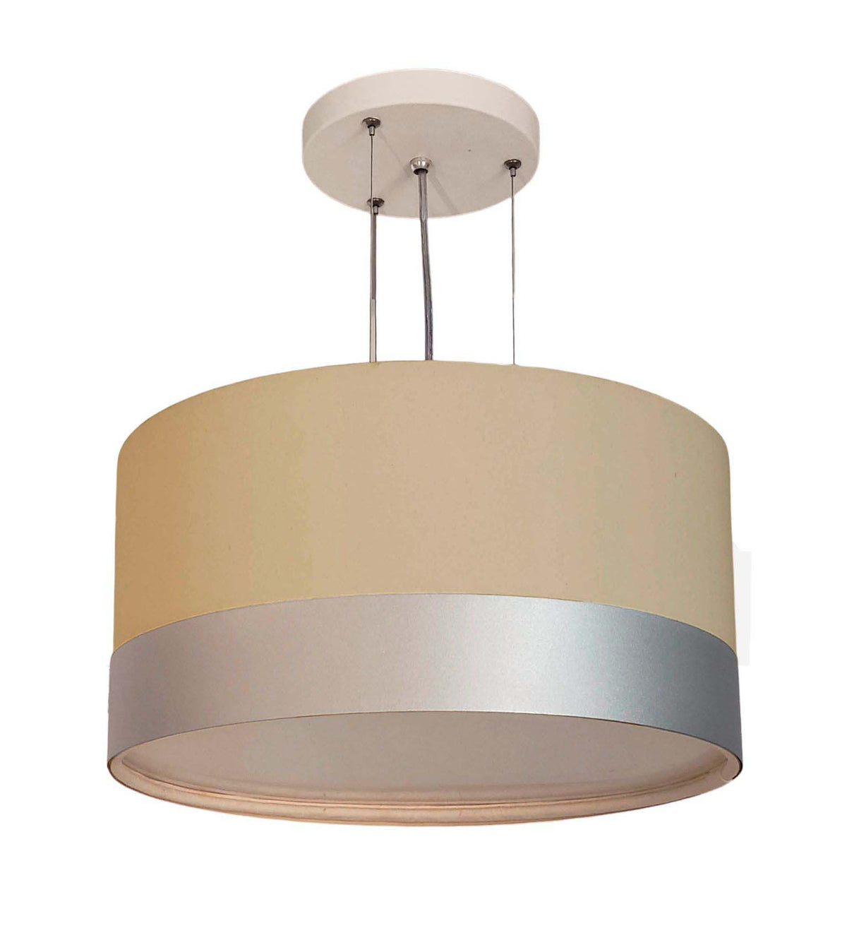 Lustre Pendente Cúpula Crú com Detalhe Prata 30x15