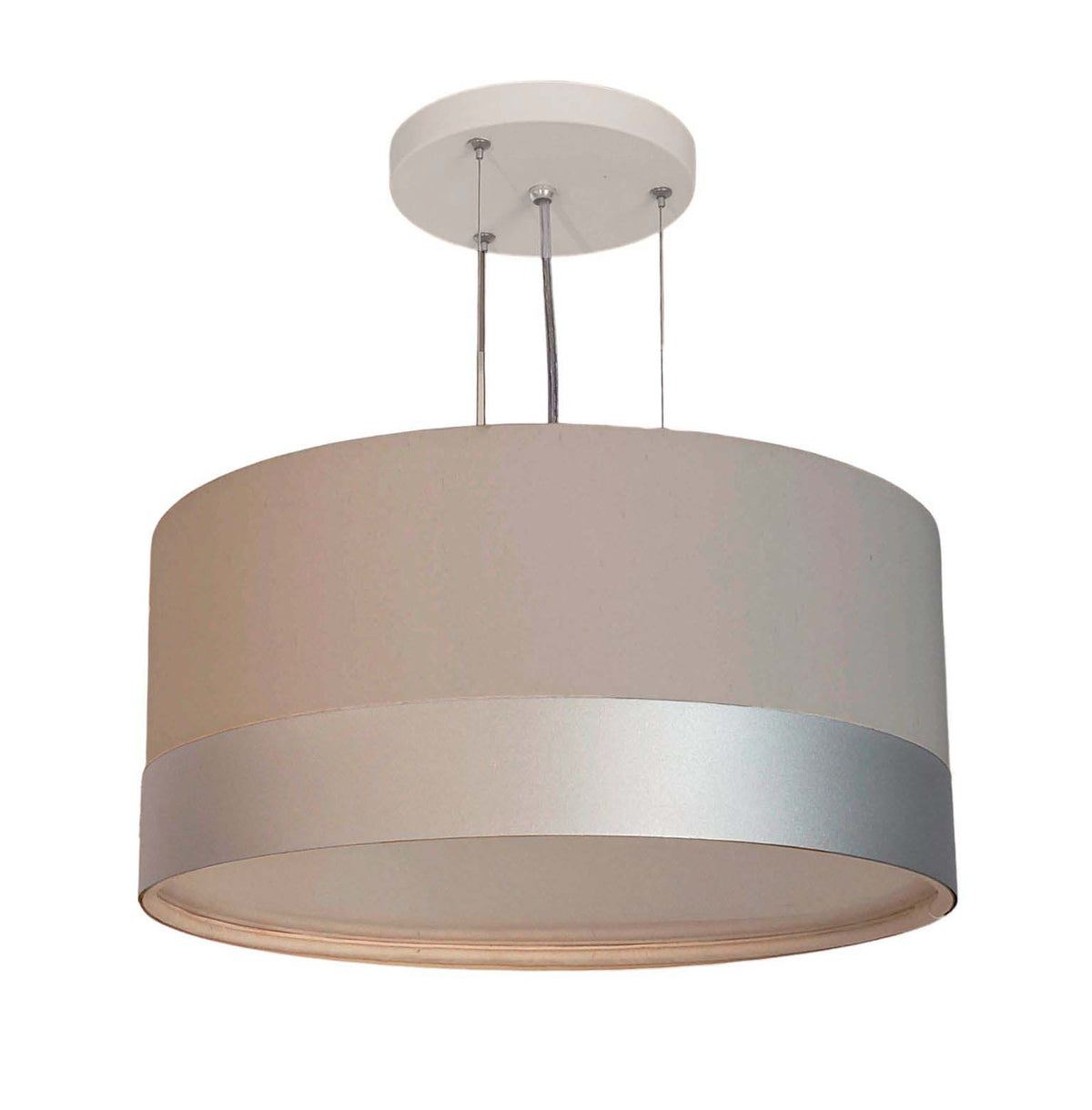 Lustre Pendente Cúpula Crú com Detalhe Prata 30x15