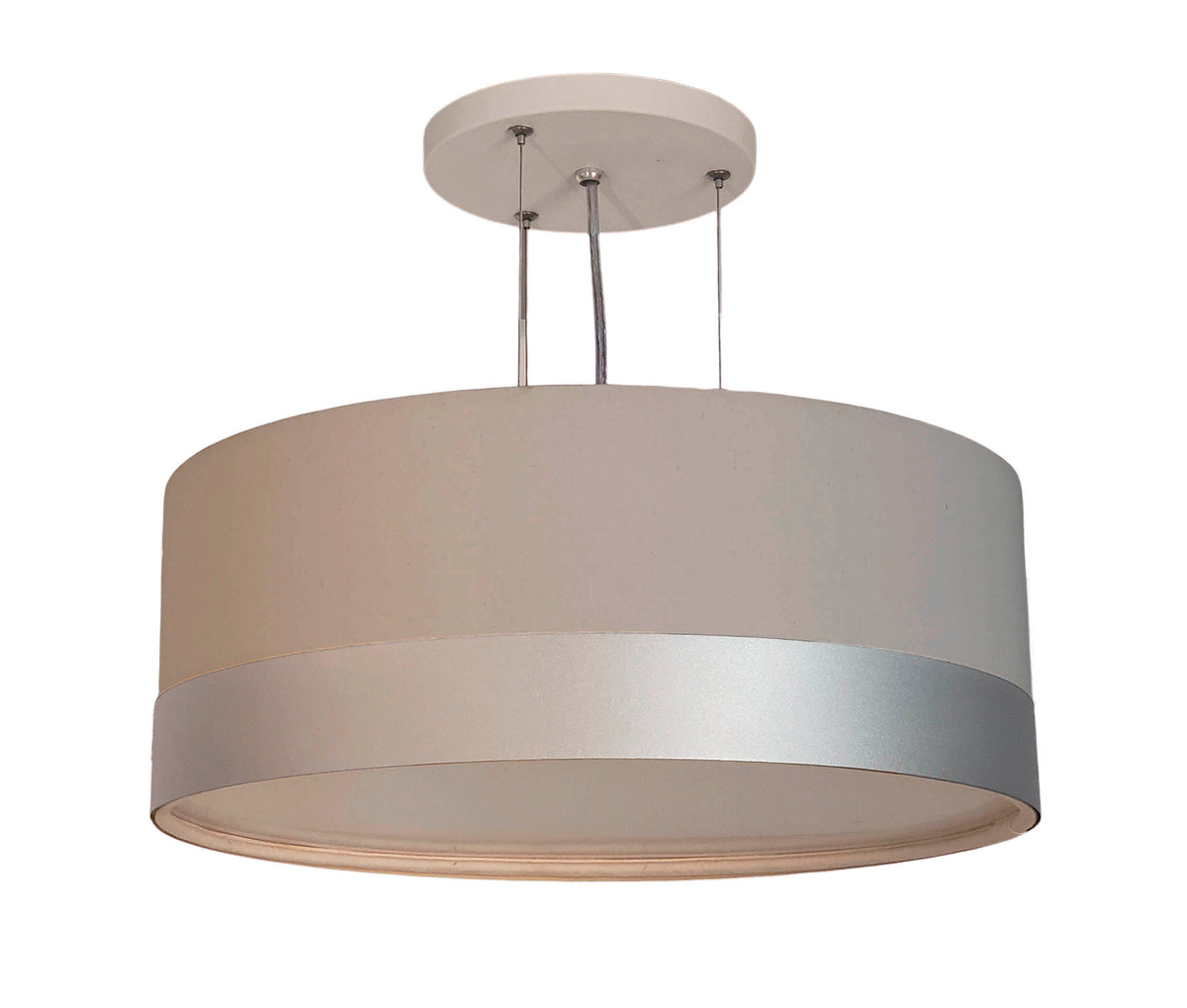 Lustre Pendente Cúpula Crú com Detalhe Prata 40x15 2E27