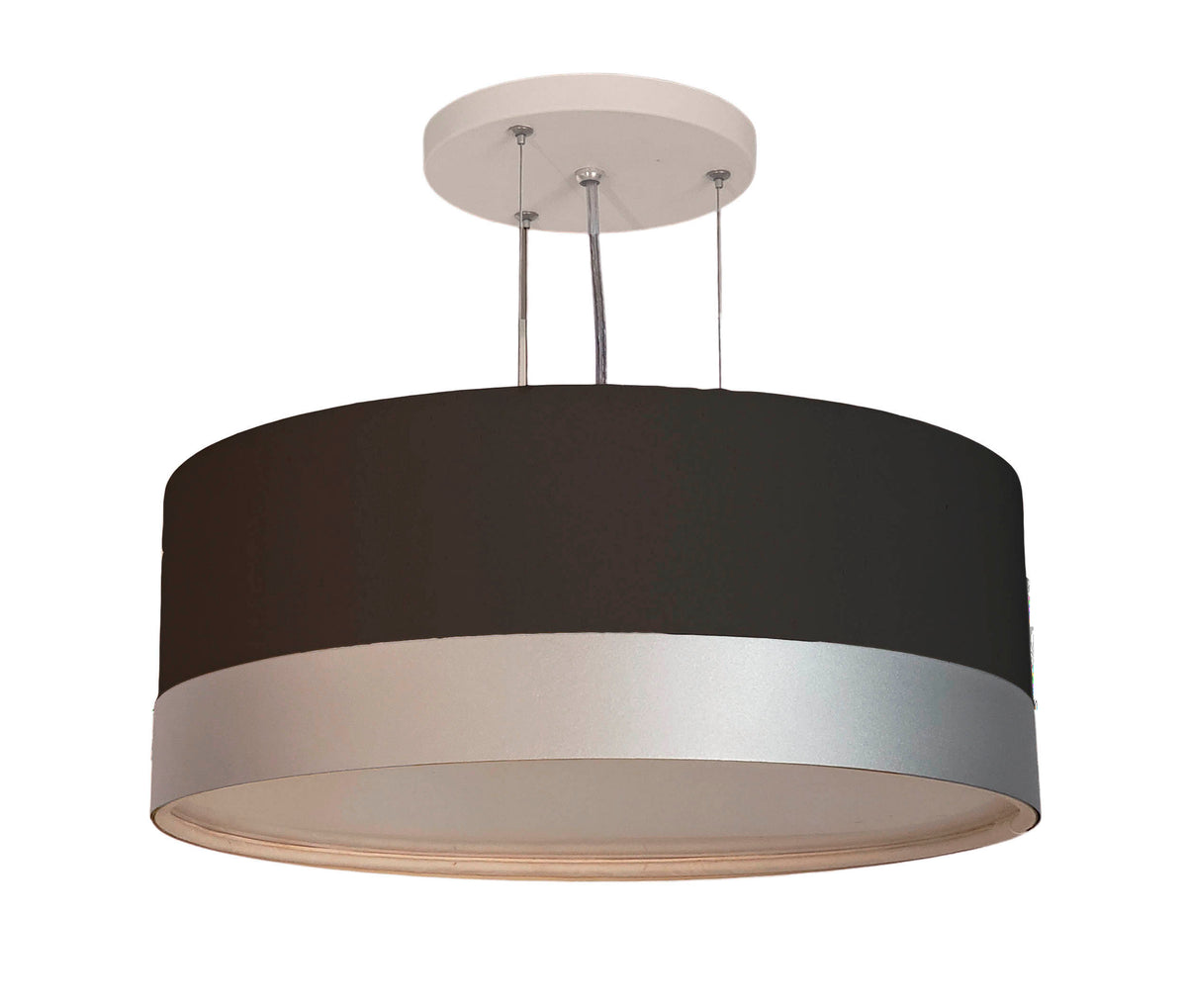 Lustre Pendente Cúpula Crú com Detalhe Prata 40x15 2E27