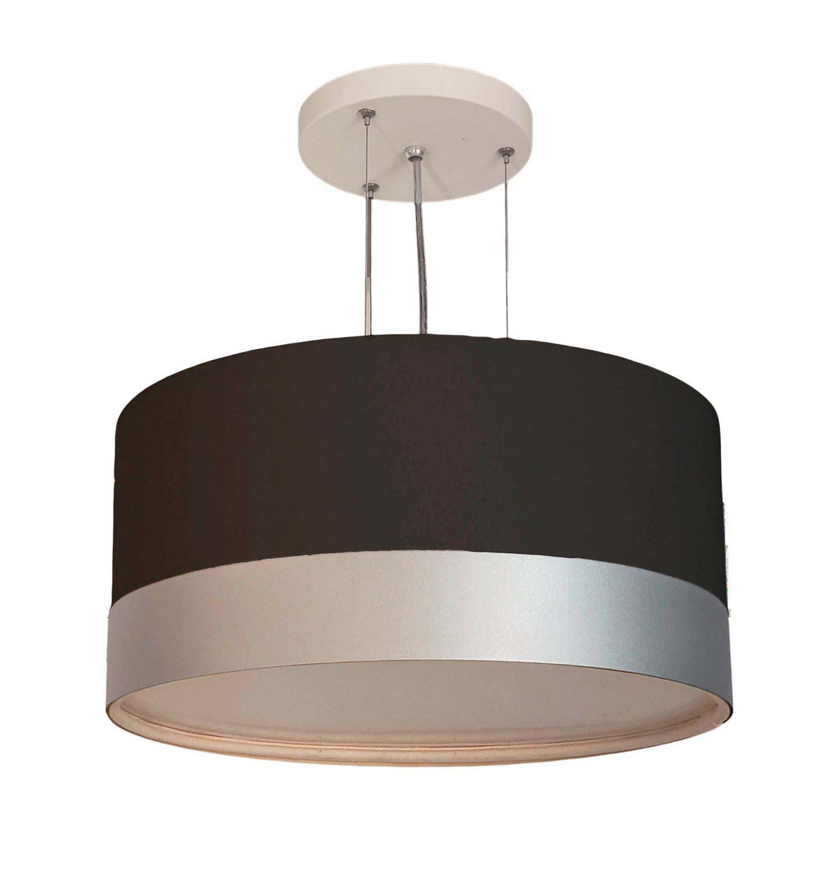 Lustre Pendente Cúpula Crú com Detalhe Prata 30x15