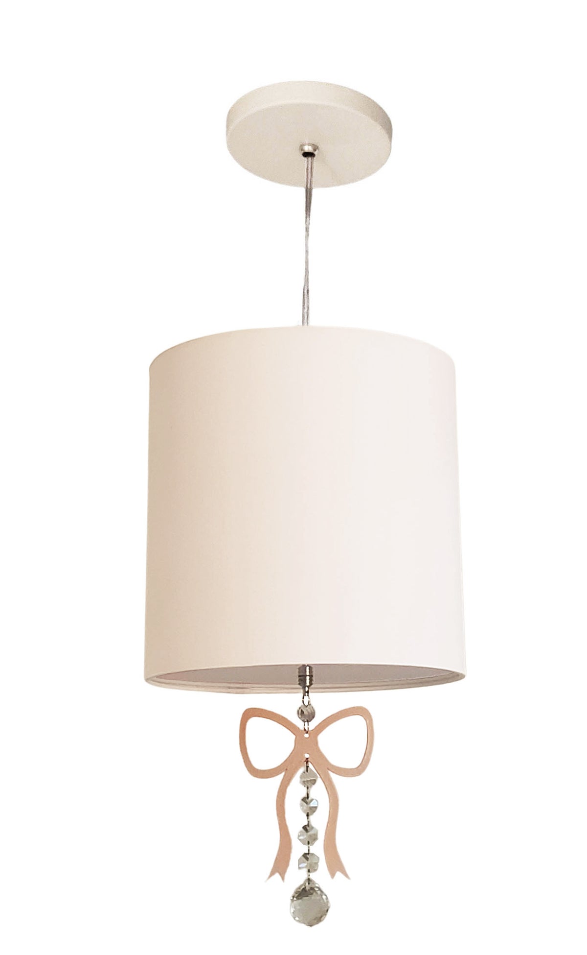 Luminária Pendente Infantil Laço Rosa bebê 25x25 1E27