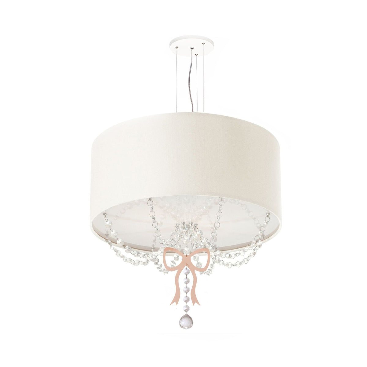 Lustre Pendente Infantil Laço Cúpula Rosa 30X15 2E27