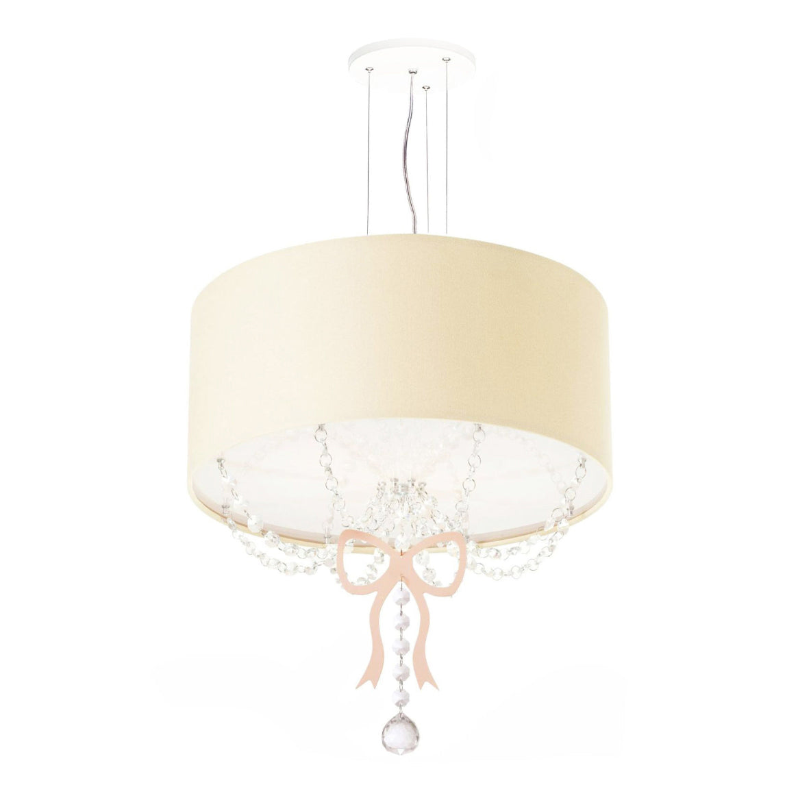 Lustre Pendente Infantil Laço Cúpula Rosa 30X15 2E27