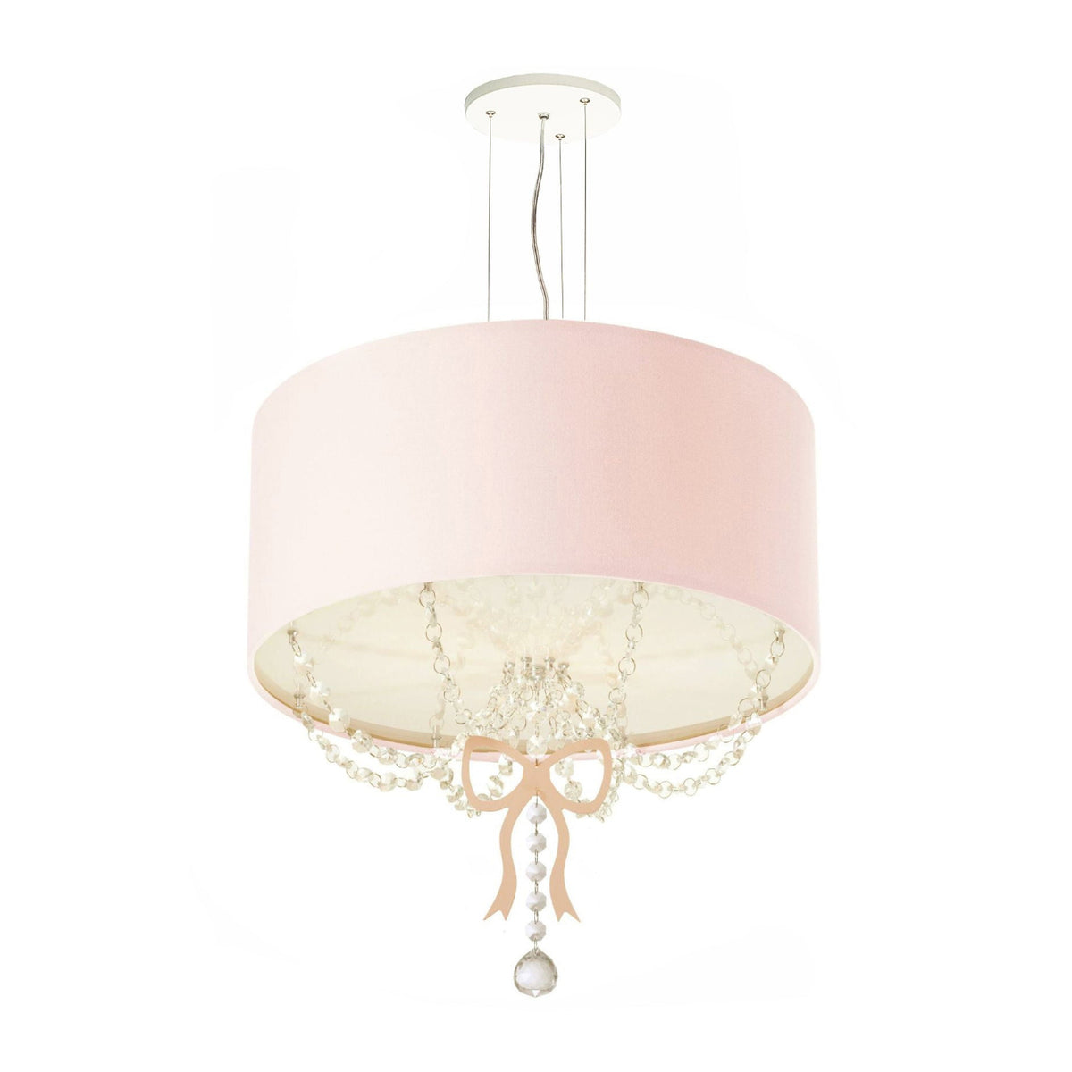 Lustre Pendente Infantil Laço Cúpula Rosa 30X15 2E27