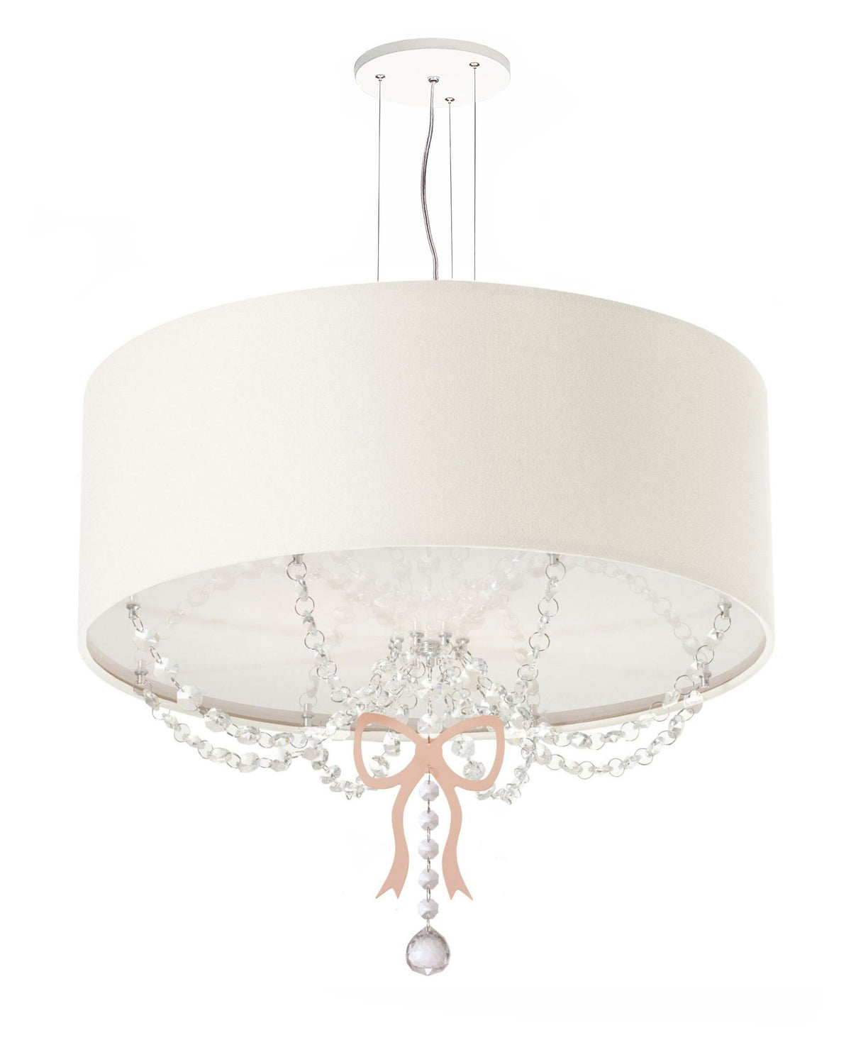 Lustre Pendente Infantil Laço Cúpula Rosa 40X15 2E27